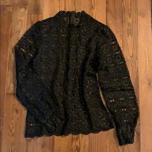 Guipure long sleeve sheer lace top/blouse Sz 6
